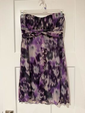 Speechless Purple and Black Strapless Ruffle Dress